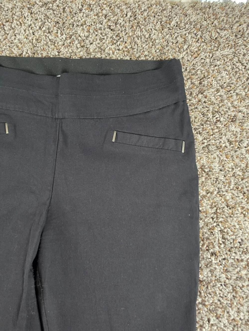 Maurices Womens Sz L Short Ankle Length Skinny Leg Dress Pants Black Pull On